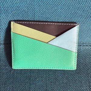 Me to We Green and Brown Key Card Holder with Geometric Design